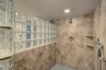 Large walk in shower in the master bathroom